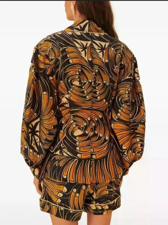 Farm Rio Toucan Spirals Blazer NWT Off White Tropical Print Jacket S - Picture 2 of 16